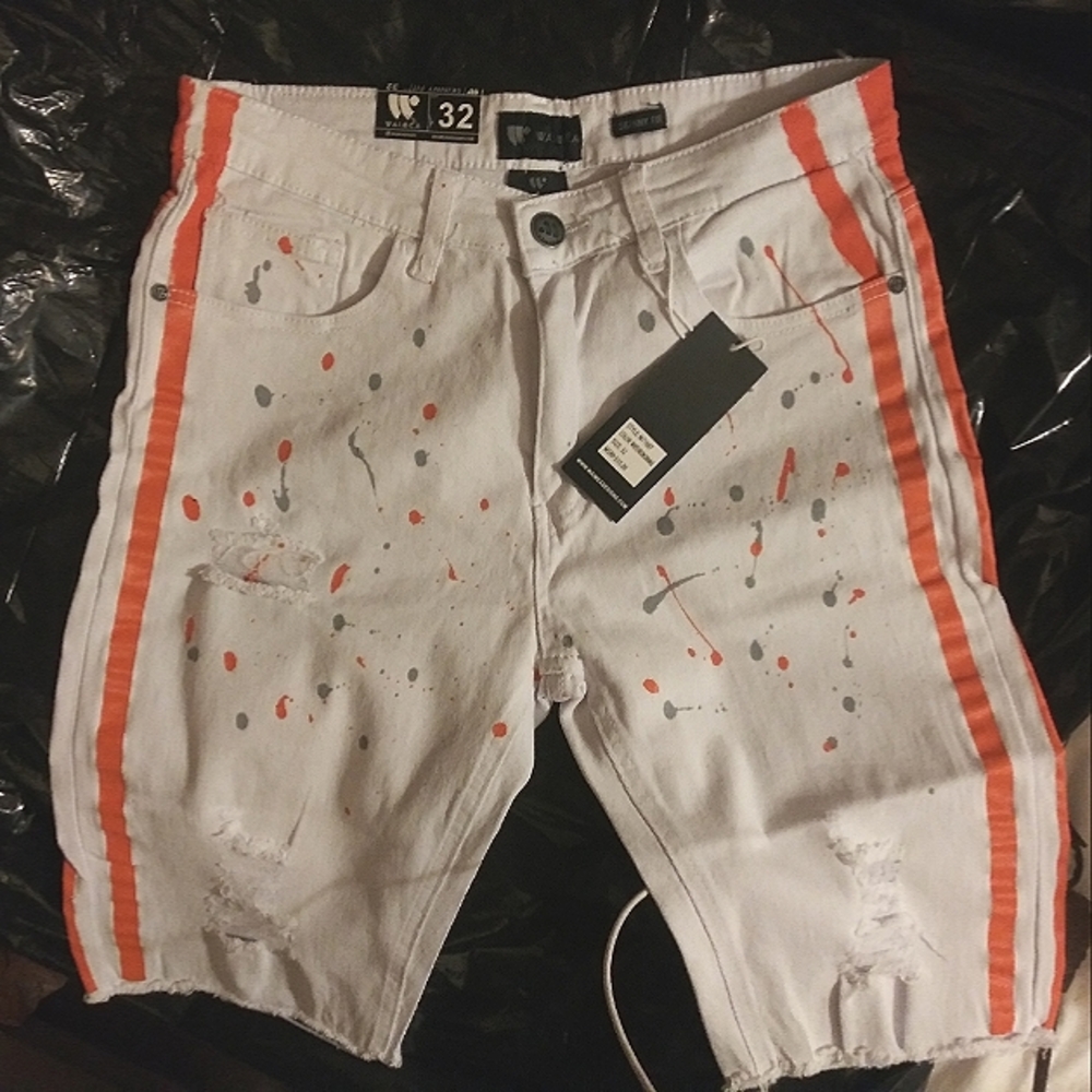 White Paint Splatter Shorts